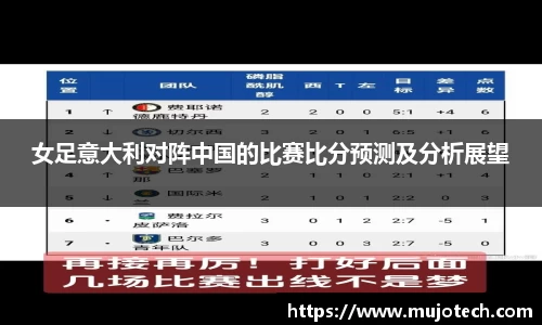 女足意大利对阵中国的比赛比分预测及分析展望
